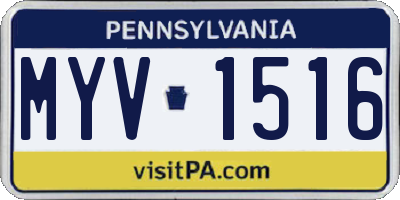 PA license plate MYV1516