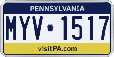PA license plate MYV1517