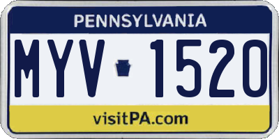 PA license plate MYV1520