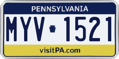 PA license plate MYV1521