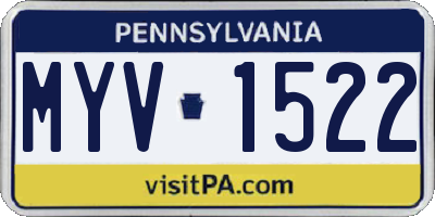 PA license plate MYV1522