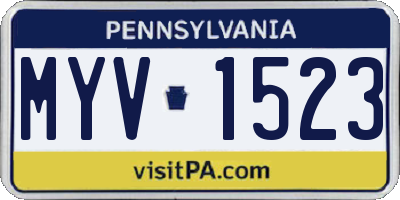 PA license plate MYV1523