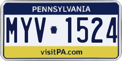 PA license plate MYV1524