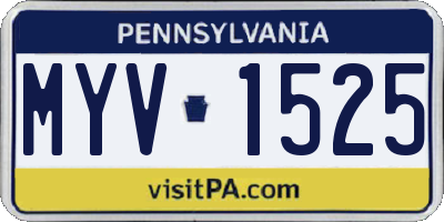 PA license plate MYV1525