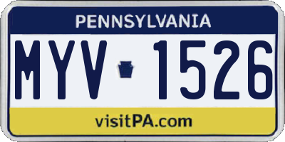 PA license plate MYV1526