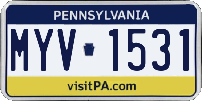 PA license plate MYV1531