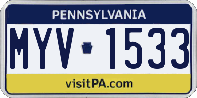 PA license plate MYV1533
