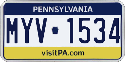 PA license plate MYV1534