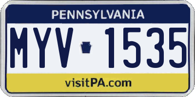 PA license plate MYV1535