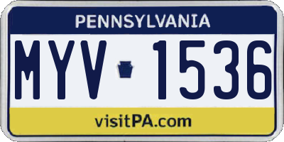 PA license plate MYV1536