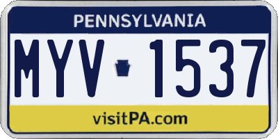 PA license plate MYV1537