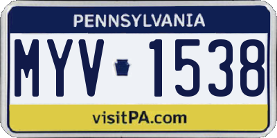 PA license plate MYV1538