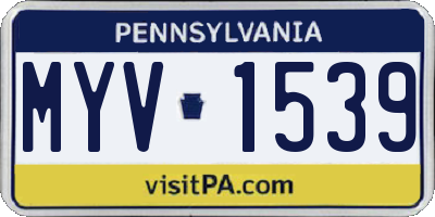 PA license plate MYV1539