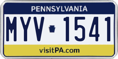 PA license plate MYV1541