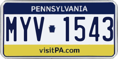 PA license plate MYV1543