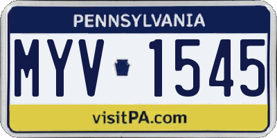 PA license plate MYV1545