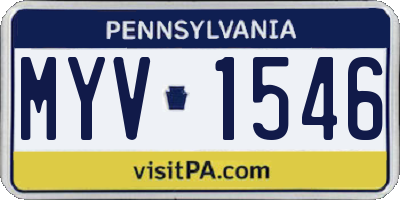 PA license plate MYV1546