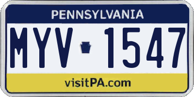 PA license plate MYV1547