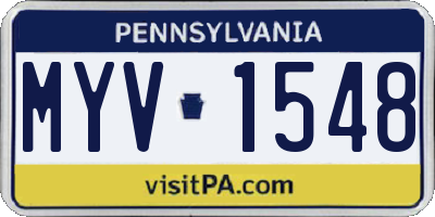PA license plate MYV1548
