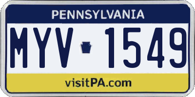 PA license plate MYV1549