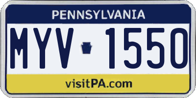 PA license plate MYV1550