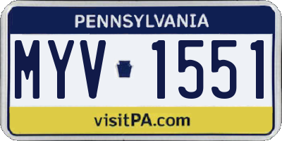 PA license plate MYV1551