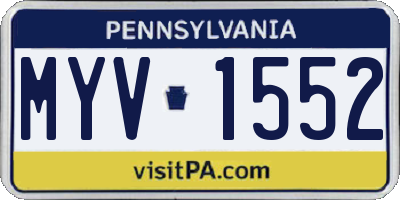 PA license plate MYV1552