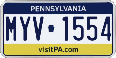 PA license plate MYV1554