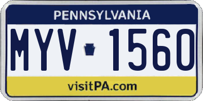 PA license plate MYV1560