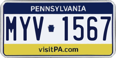 PA license plate MYV1567