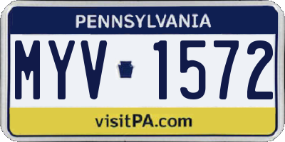PA license plate MYV1572