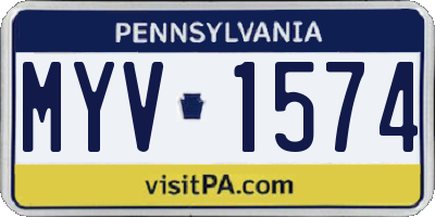 PA license plate MYV1574