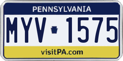 PA license plate MYV1575