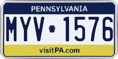 PA license plate MYV1576