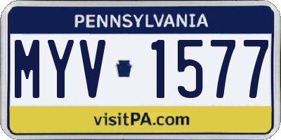PA license plate MYV1577