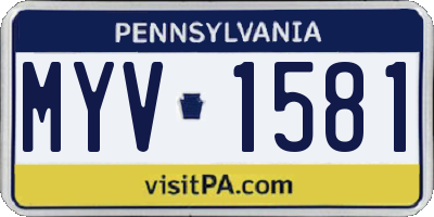 PA license plate MYV1581