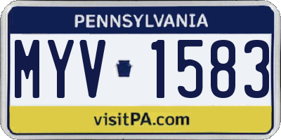 PA license plate MYV1583