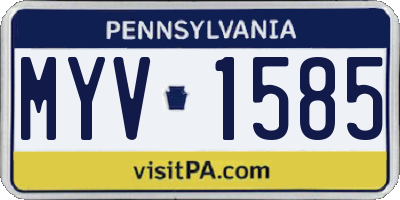PA license plate MYV1585
