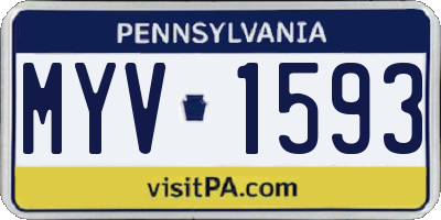 PA license plate MYV1593