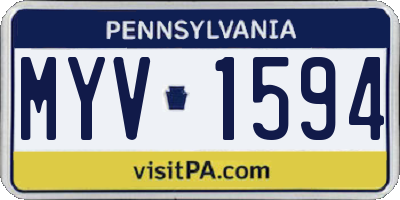 PA license plate MYV1594