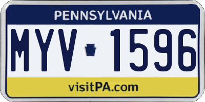 PA license plate MYV1596
