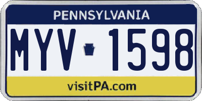 PA license plate MYV1598