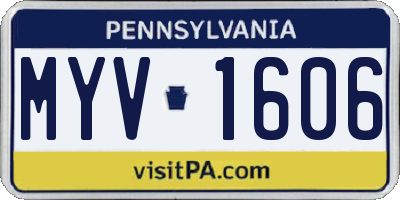 PA license plate MYV1606