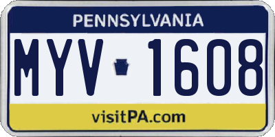 PA license plate MYV1608