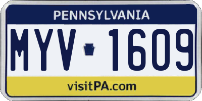 PA license plate MYV1609