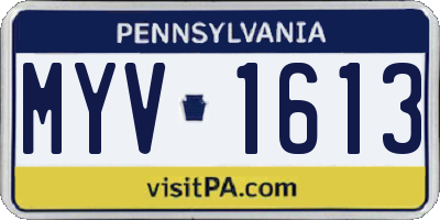 PA license plate MYV1613