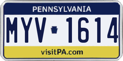 PA license plate MYV1614