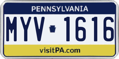 PA license plate MYV1616