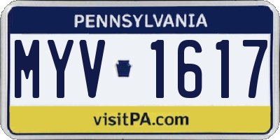 PA license plate MYV1617