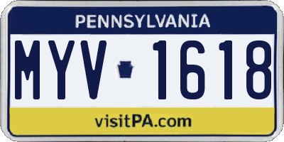 PA license plate MYV1618